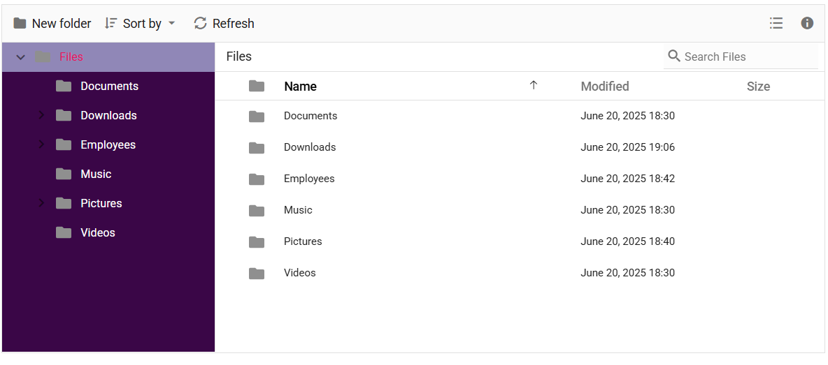 Angular File Manager Customization Navigation Pane
