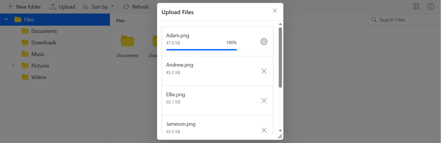 Angular File Manager with sequentialUpload