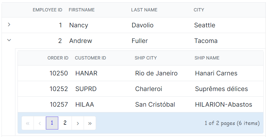 Angular Grid pager root element.