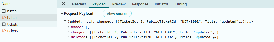 Update Operation Payload