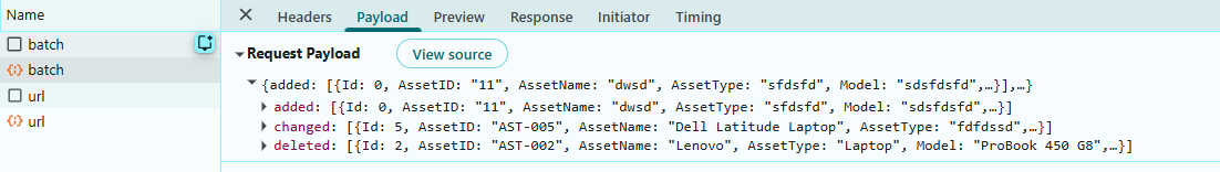 Batch Update Operation Payload