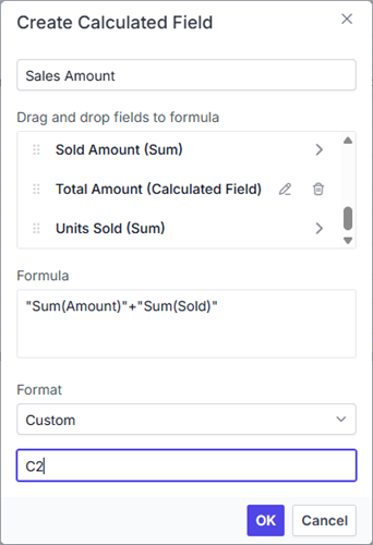 Applying custom format through calculated field dialog UI