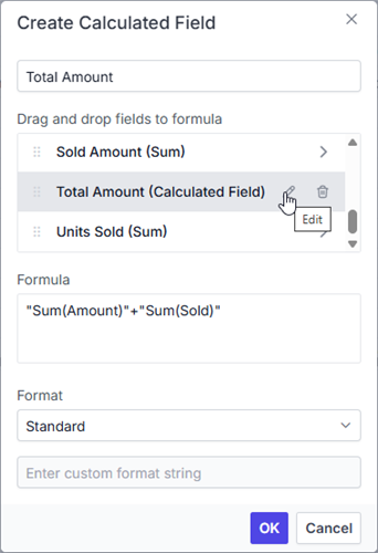 Editing a calculated field - formula updated