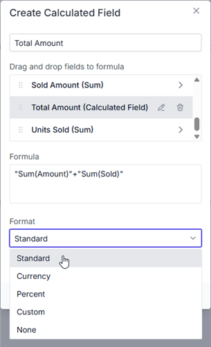 Applying format through calculated field dialog UI