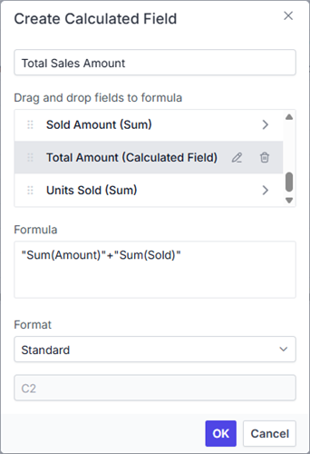 Renaming the calculated field - saved