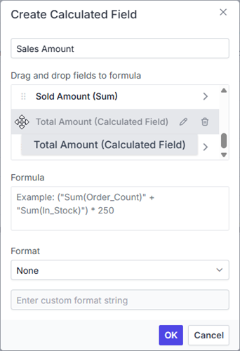 Dragging the existing calculated field