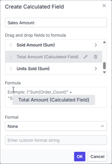 Dragging field to formula