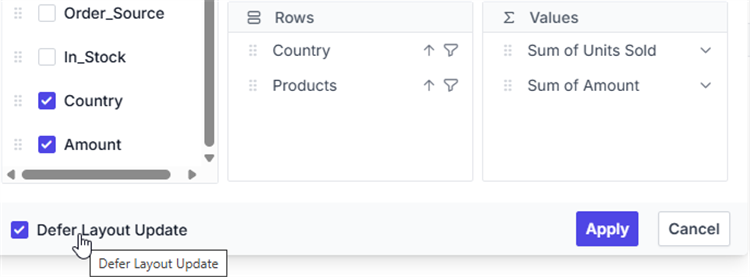 Defer layout update checkbox