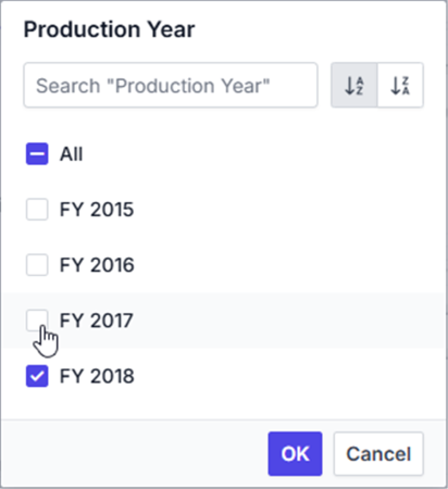 Filter dialog to include or exclude members