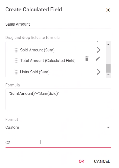 Applying custom format through calculated field dialog UI