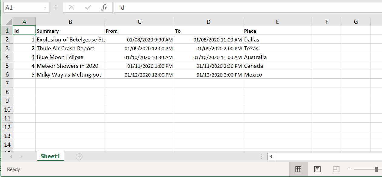 Excel Exporting with custom header texts