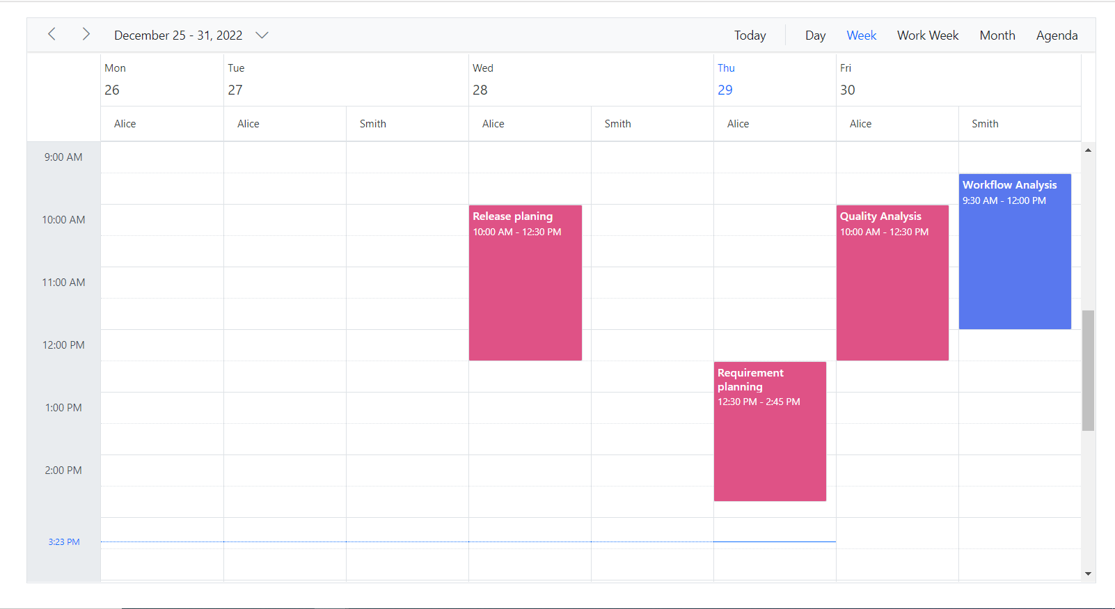 Hide non-working days when grouped by date