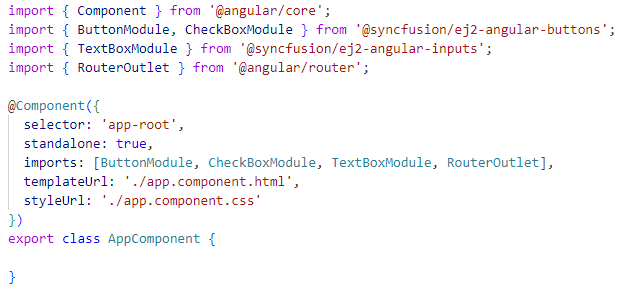 Import Syncfusion component module in TypeScript