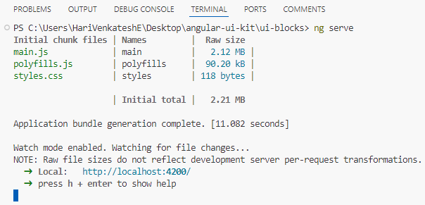 Local development server running