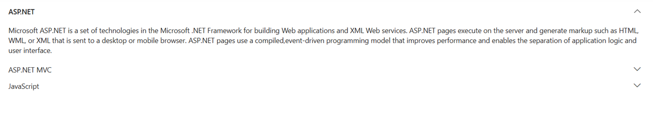 ASP.NET Core Accordion control