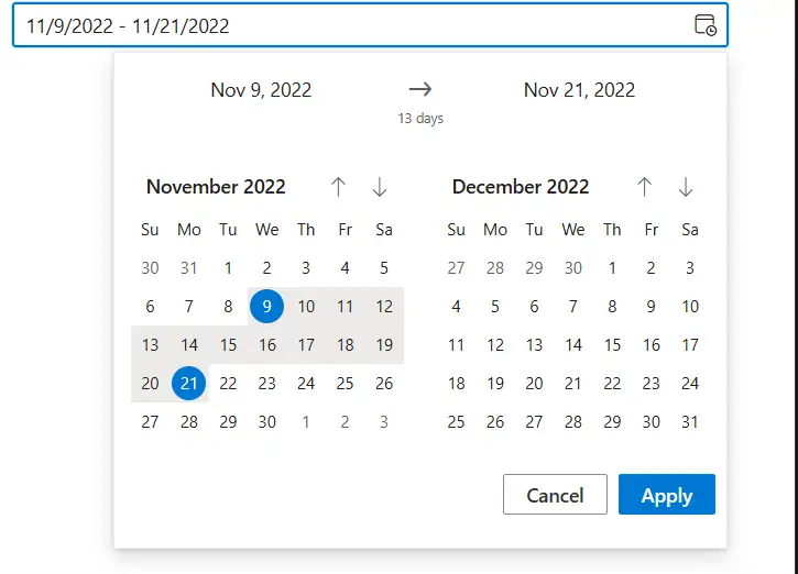 ASP.NET Core DateRangePicker with Specific Date Range