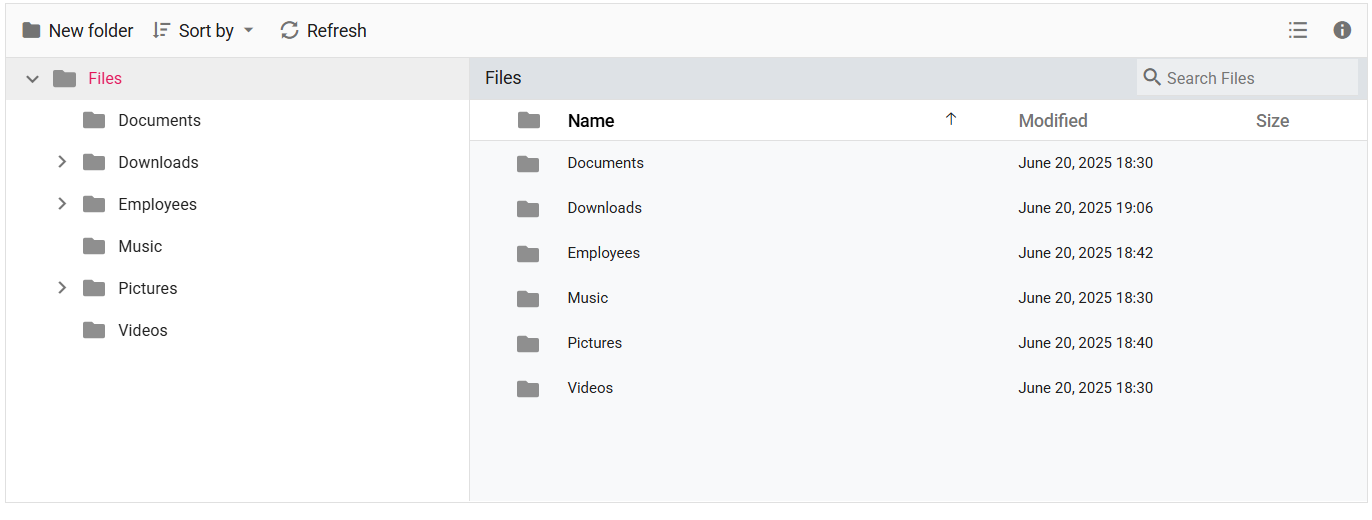 File Manager Customization Layout