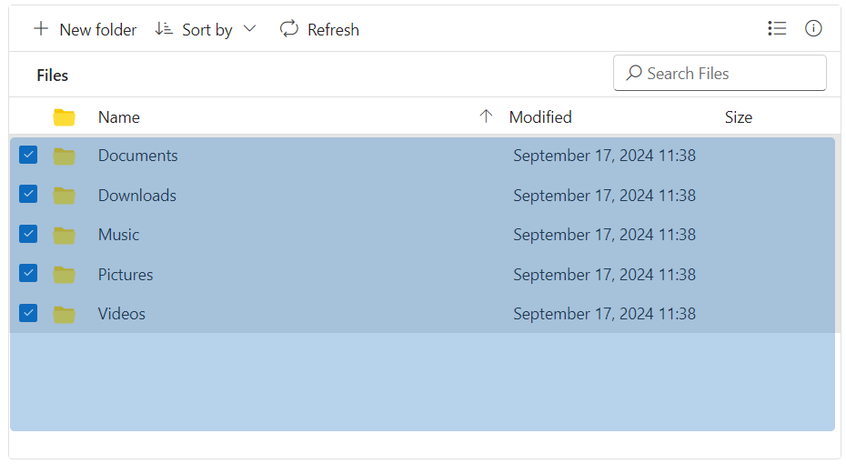 FileManager rangeselection