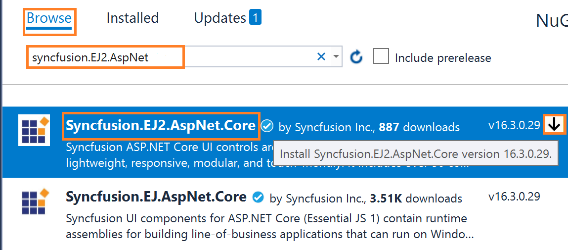 aspnetcore2.x razor install nuget packages