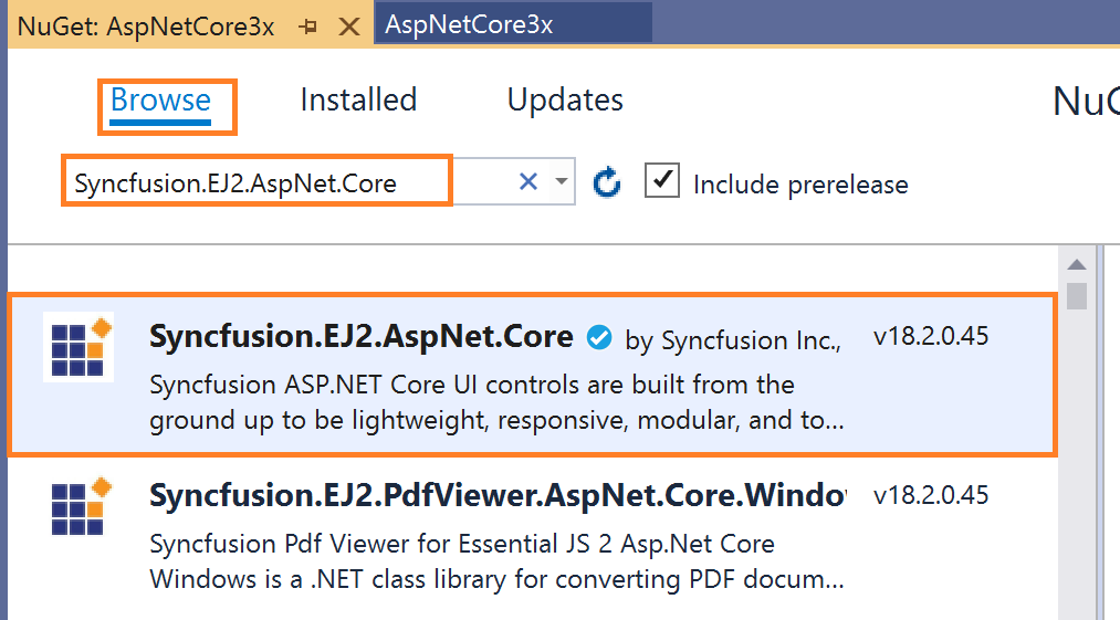 aspnetcore3.x razor install nuget packages