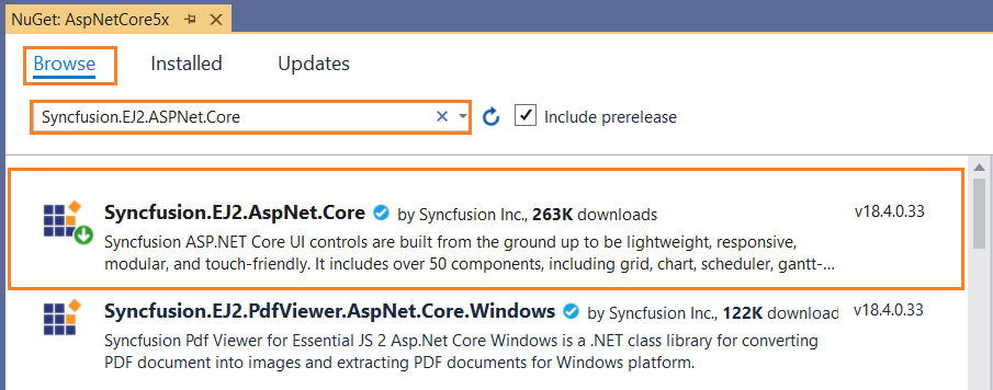 aspnetcore5.x razor install nuget packages