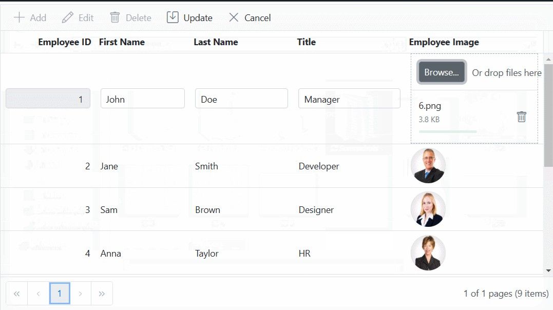 Render Upload component in edit form