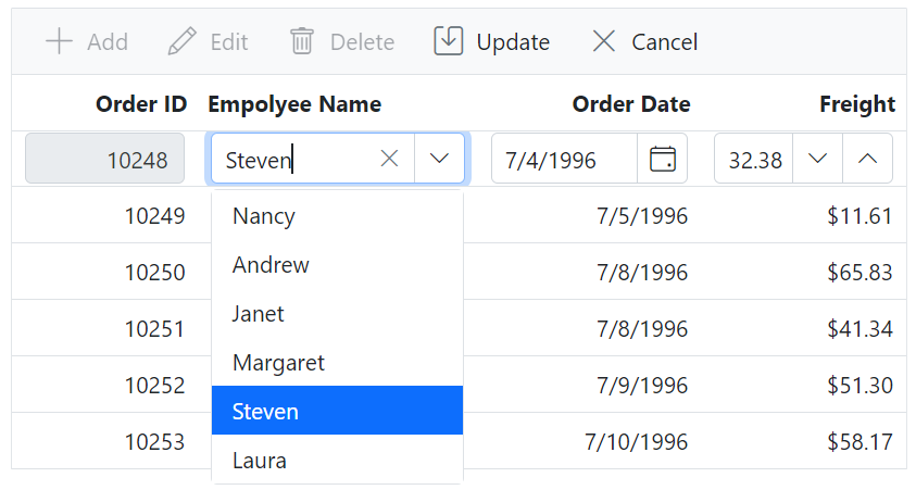 Foreign key column edit