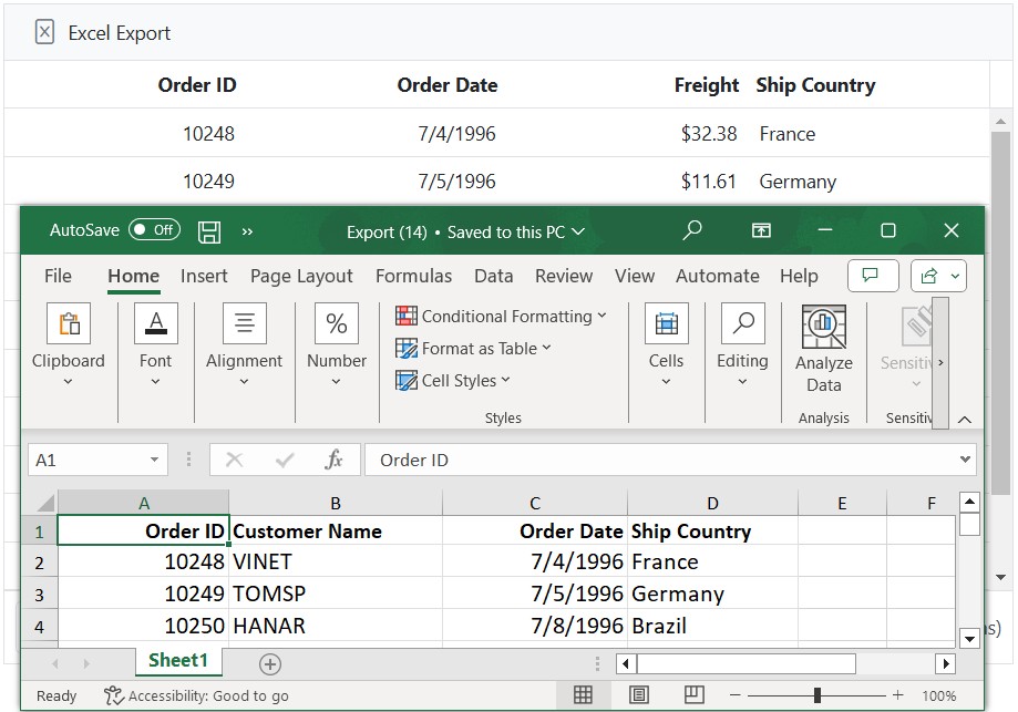 Show or hide columns while exporting