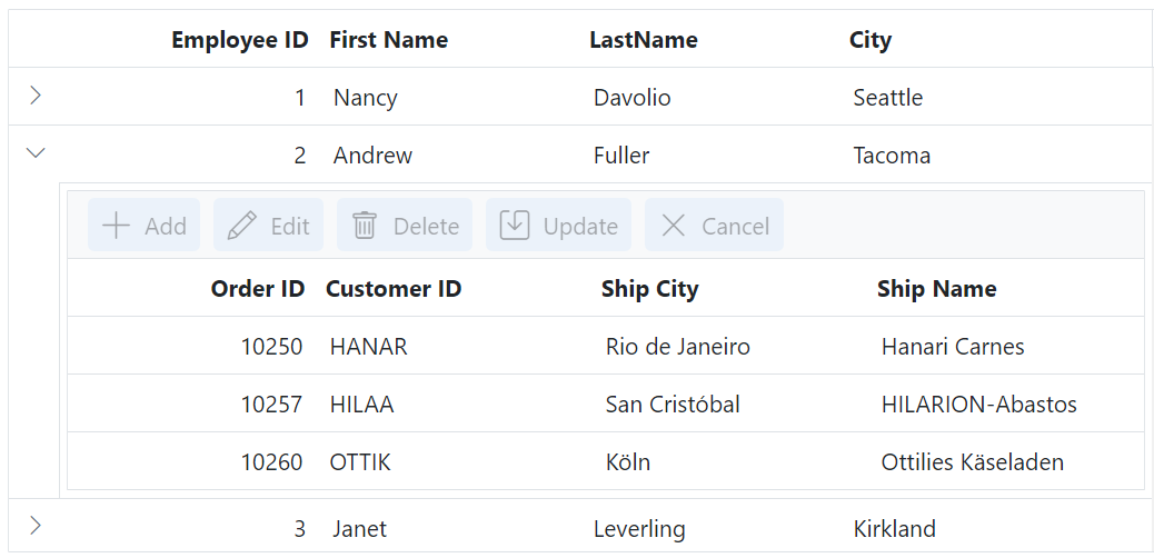 Child Grid toolbar root element in ASP.NET Core.