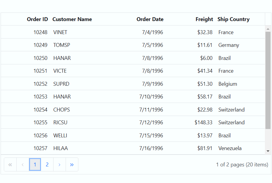 Row selection events 