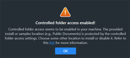 Installation Offline Installer Error Controlled Folder Access