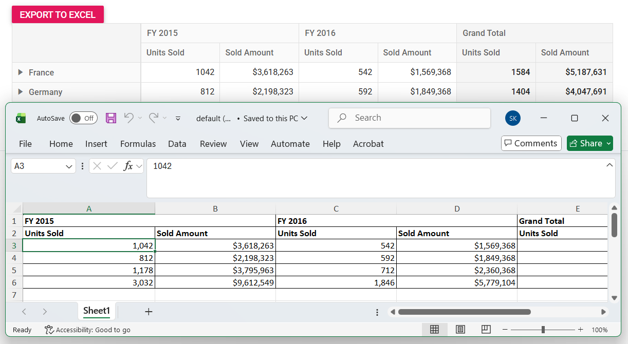 Export Without RowHeaders