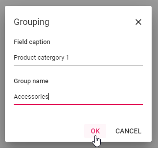 Grouping settings applied for nested custom grouping