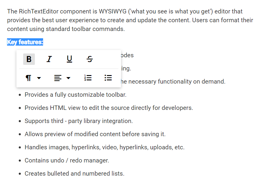 Rich Text Editor InlineMode