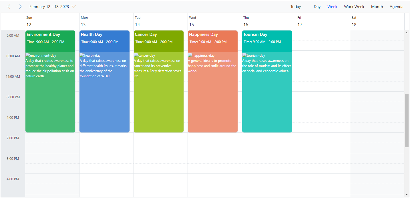 Appointments in CORE Syncfusion Schedule Component