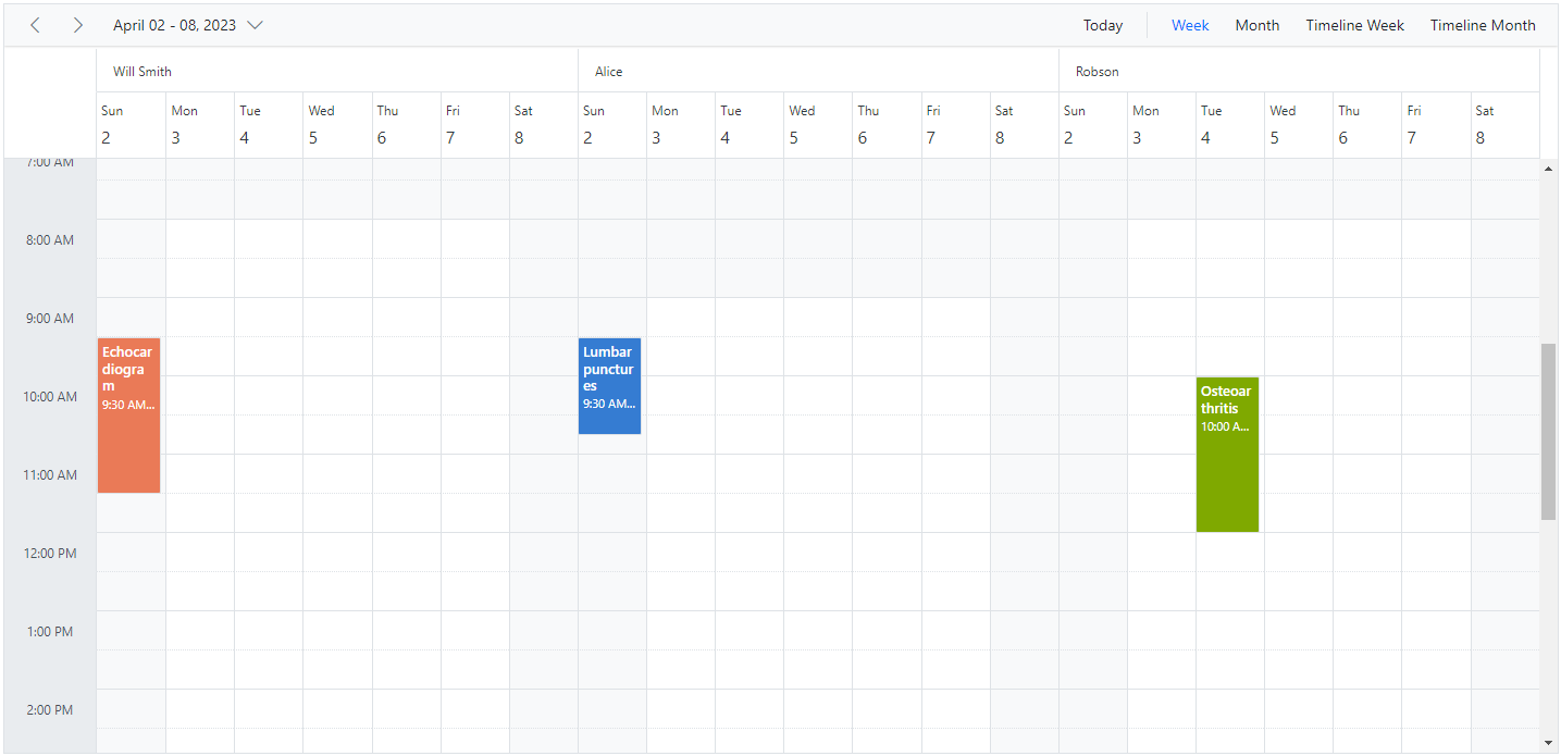 Display Set Different Work Hours in ASP.NET Core Scheduler