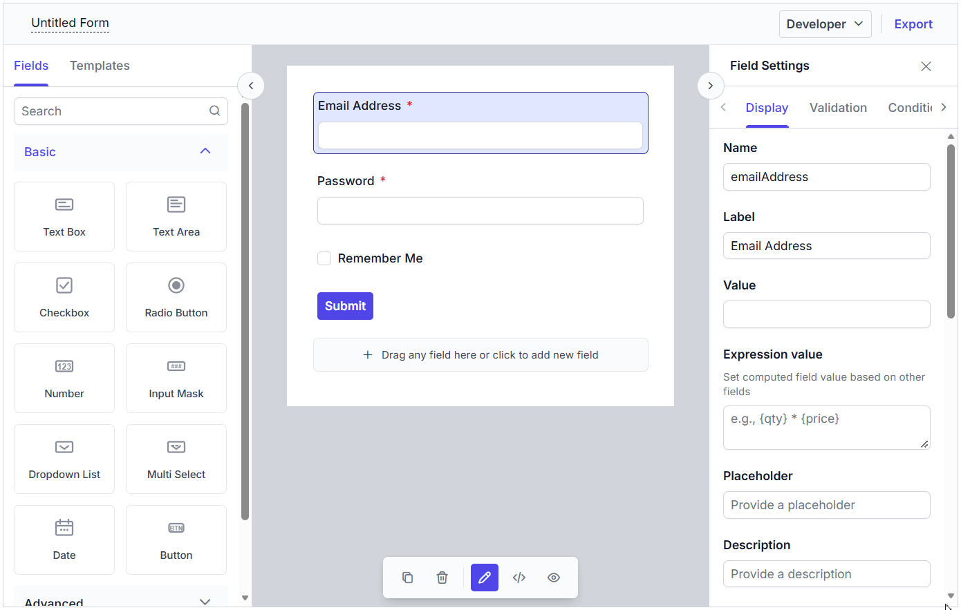 Code Preview in Form Builder