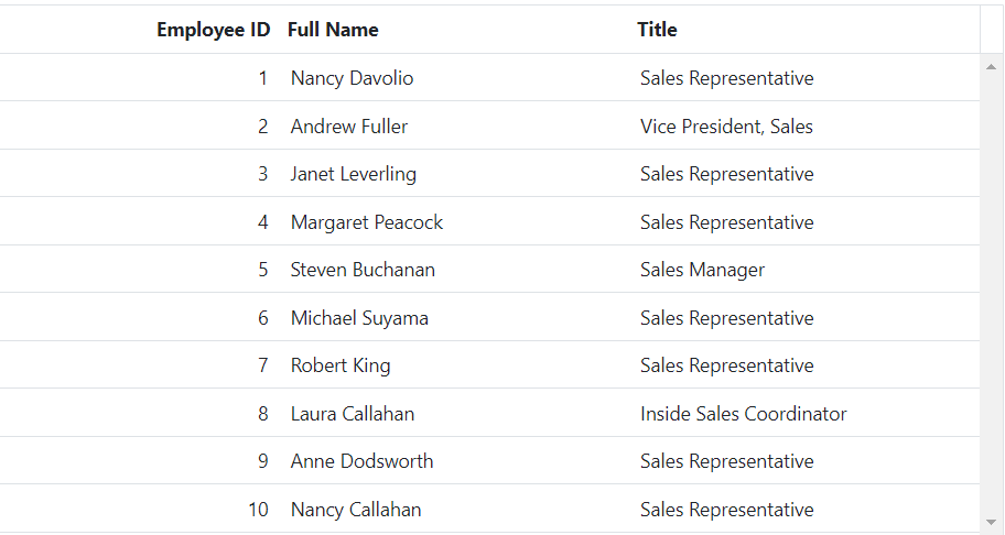 Display array type columns