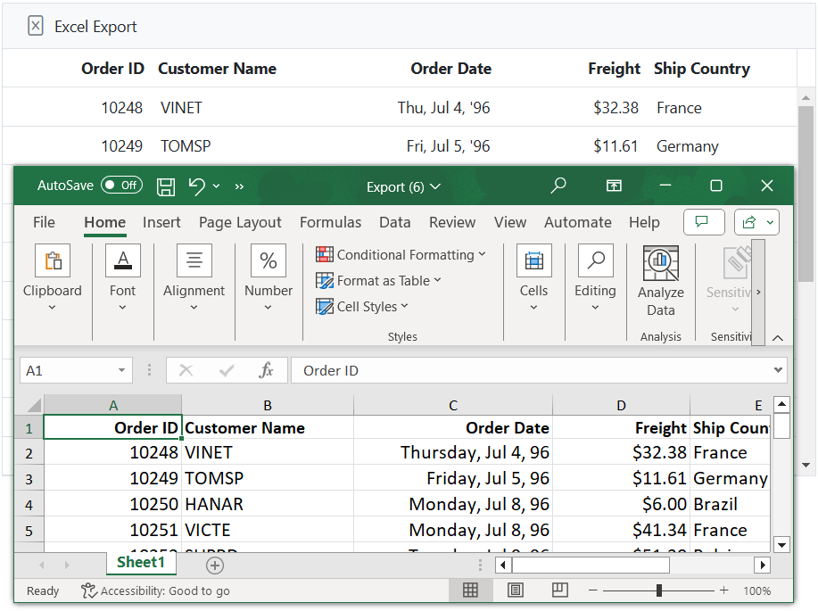 Exporting with custom date format