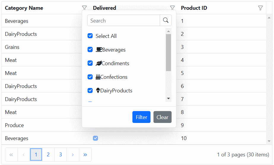 Filter bar