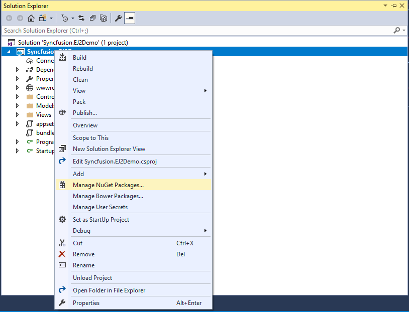 Solution explorer displaying the newly created Controller and View files