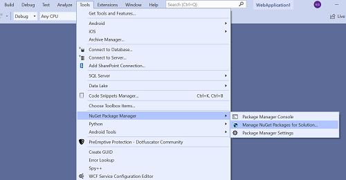 Manage NuGet Packages add-in