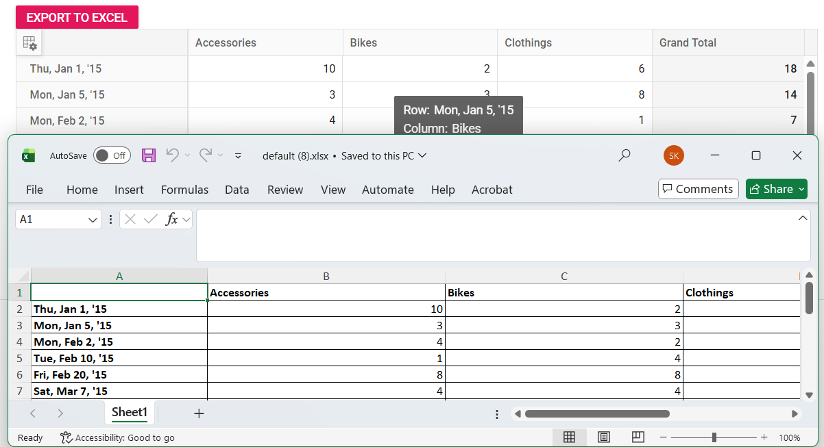 Export with custom date format