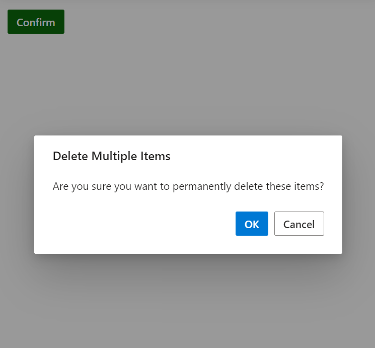 ASP.NET MVC Predefinded Dialogs confirm