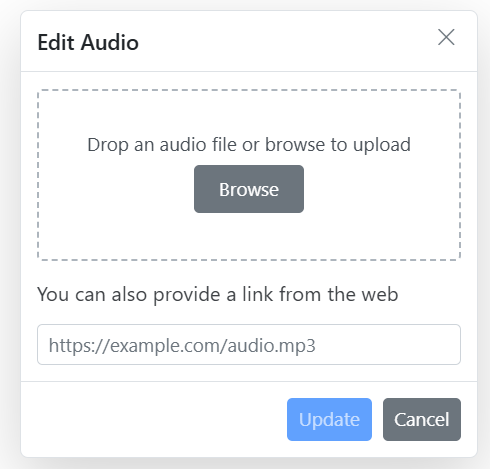 Rich Text Editor Audio replace