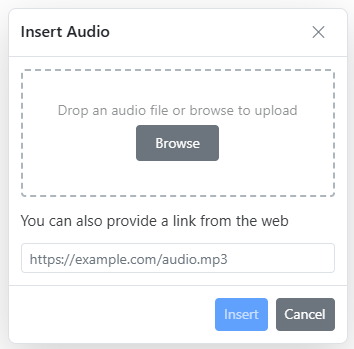 Rich Text Editor Audio insert