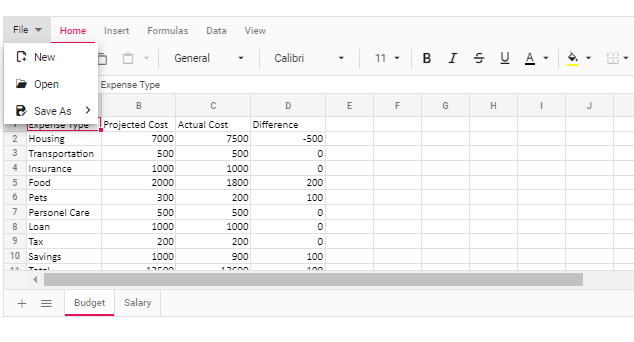 Spreadsheet with print option disabled