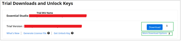 Trial and downloads of Syncfusion JavaScript
