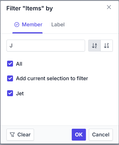 Add current selection to filter