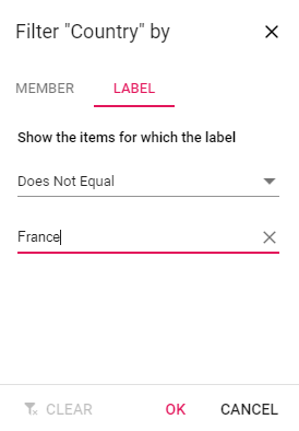 Label filter tab in member editor dialog